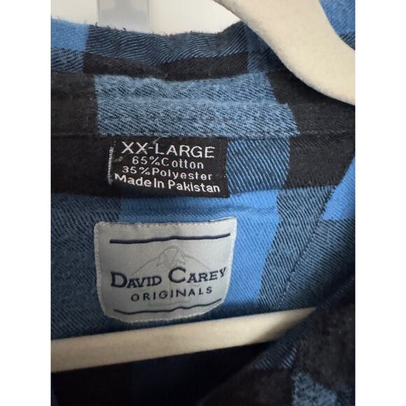 Vintage David Carey Men's Flannel Shirt 2XL Grunge Shadow Plaid Skater XXL Blue - Picture 3 of 5